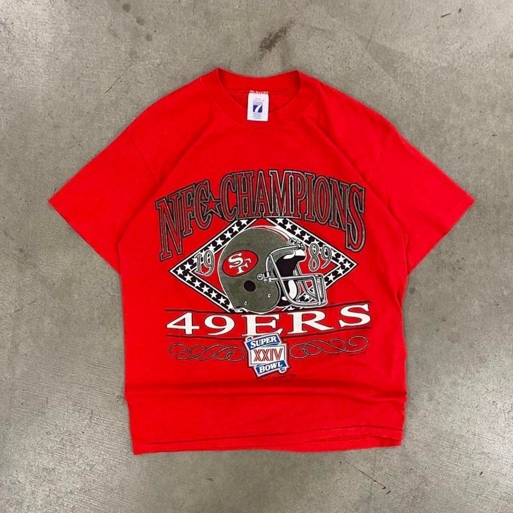 Vintage‎ San Francisco 49ers 1989 NFC NFL Champions Super Bowl XXIV Logo 7 Shirt